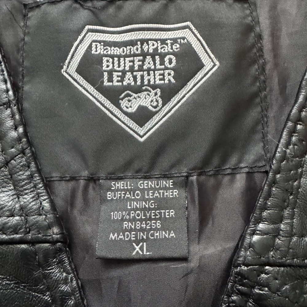 Men’s Black Leather Biker Vest with Patches and lace-up sides - Picture 4 of 6